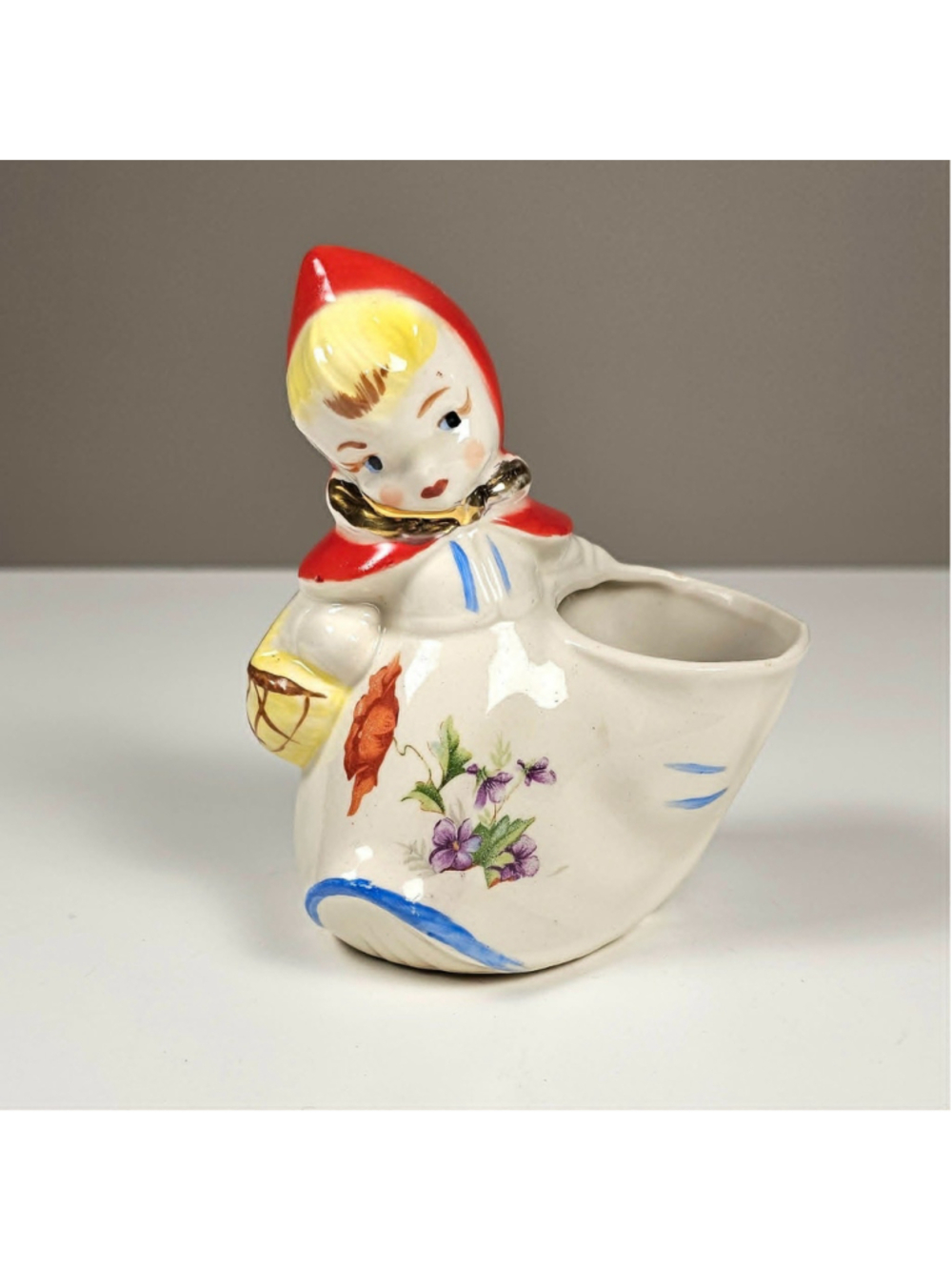Vintage Hull Pottery Little Red Riding Hood Open Sugar Bowl 1940s Regal China